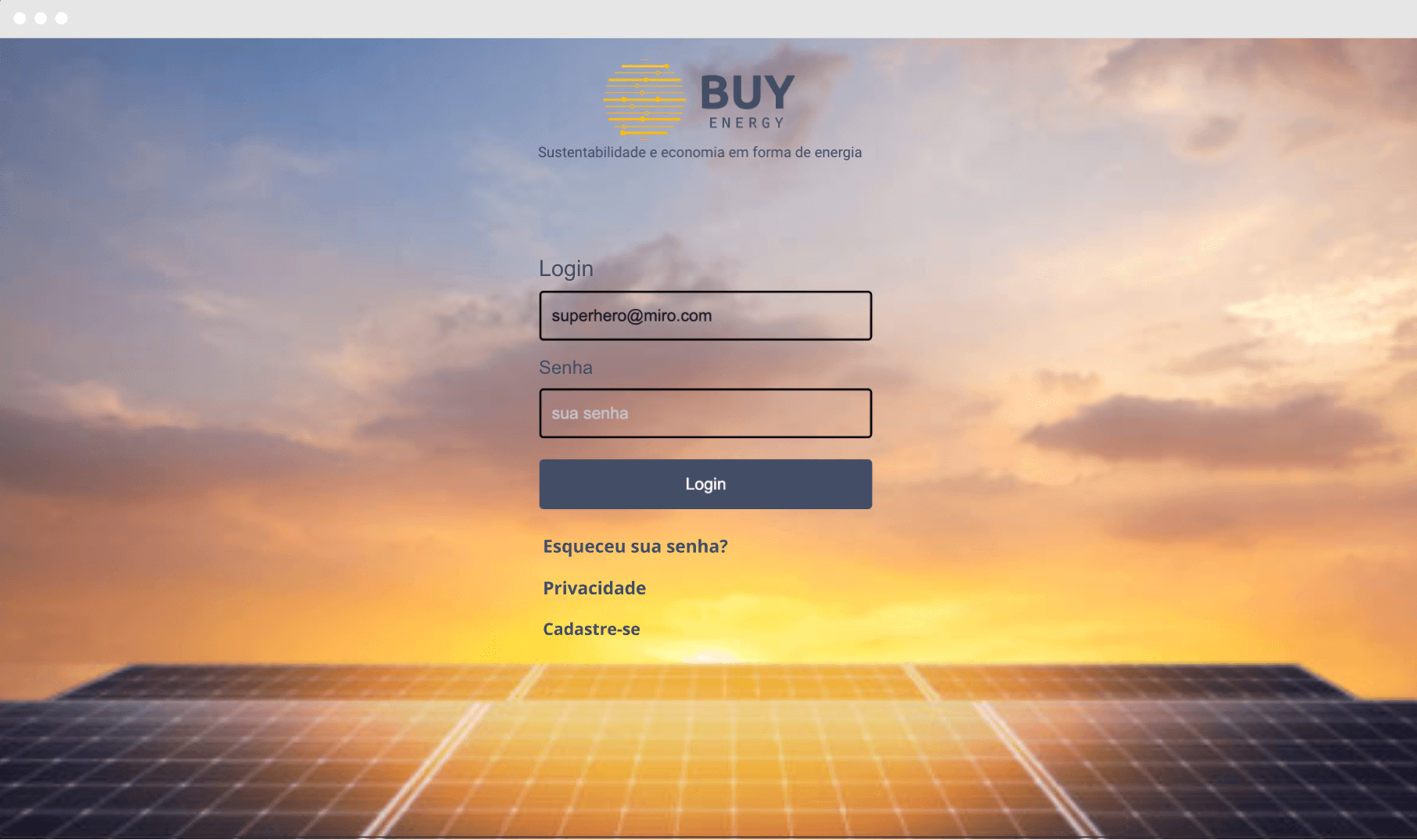Buy Energy Login page